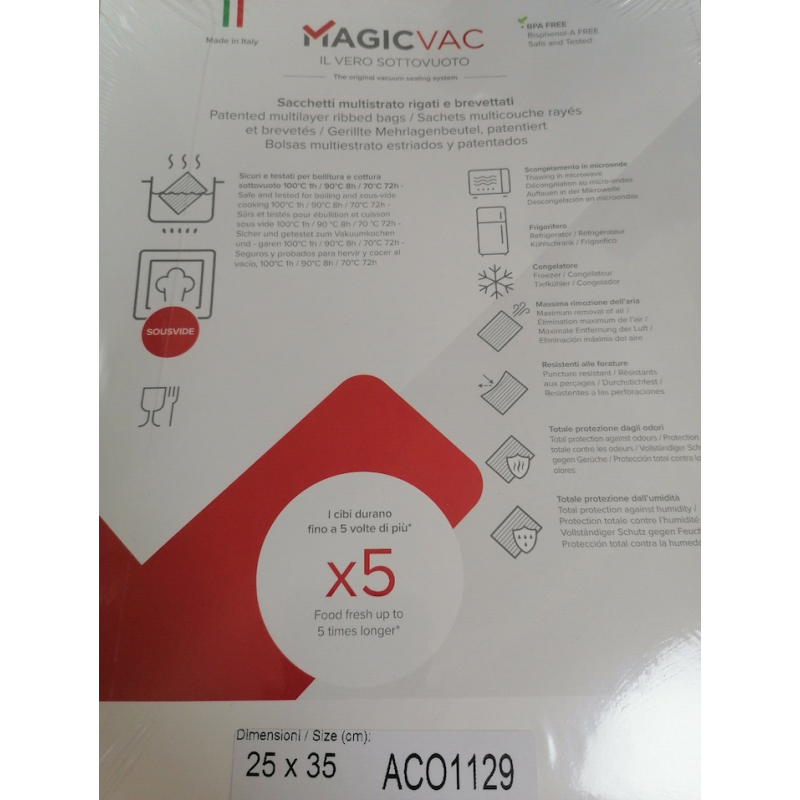 MAGIC VAC ACO1129 50 Sacchetti 25x35 cm Multistrato per Macchine